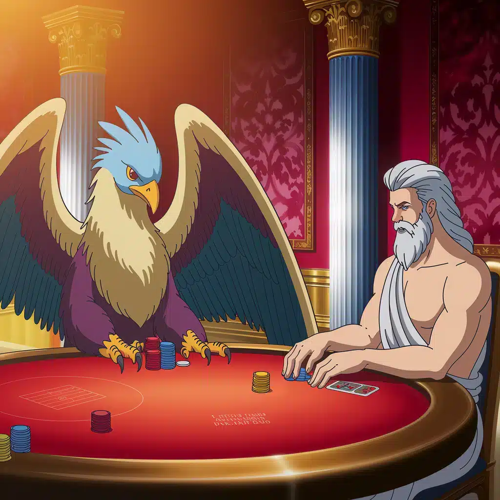 garuda-bermain-poker-dengan-zeus Ilustrasi Garuda bermain dengan Zeus